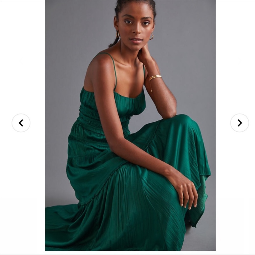 Anthropologie Emerald Green Maxi Dress
